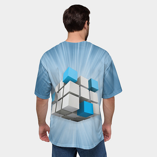 Мужская футболка оверсайз Трёхцветный кубик Рубика / 3D-принт – фото 4