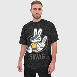 Футболка оверсайз мужская SWAG, bad rabbit, merry Christmas, цвет: 3D-принт — фото 2