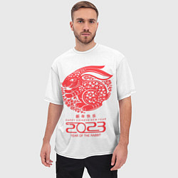 Футболка оверсайз мужская Happy chinese New Year, 2023 year of the rabbit, цвет: 3D-принт — фото 2