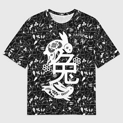 Мужская футболка оверсайз Happy chinese new year, black bunnies