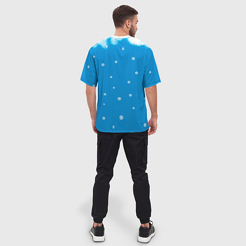 Мужская футболка оверсайз Снегурочка и снежинки / 3D-принт – фото 4
