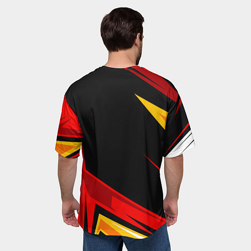 Мужская футболка оверсайз Тесла - Оранжевая спортивная / 3D-принт – фото 4