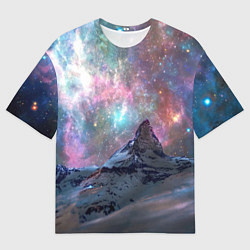 Футболка оверсайз мужская Снежная вершина и бесконечное космическое простран, цвет: 3D-принт