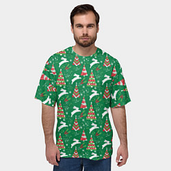 Футболка оверсайз мужская Рождественские кролики, цвет: 3D-принт — фото 2