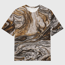 Мужская футболка оверсайз Золотистый мрамор