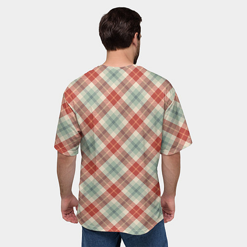 Мужская футболка оверсайз Салатовый узор в клетку / 3D-принт – фото 4