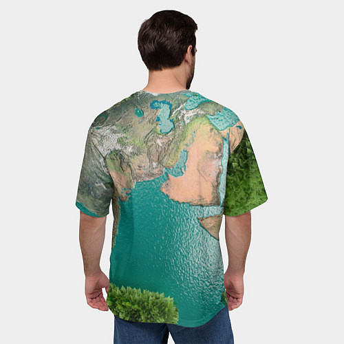 Мужская футболка оверсайз Карта Земли / 3D-принт – фото 4
