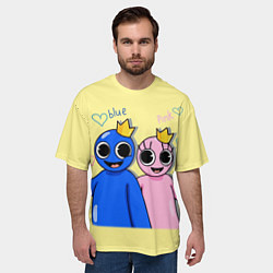 Футболка оверсайз мужская Радужные друзья: Синий и Розовая, цвет: 3D-принт — фото 2