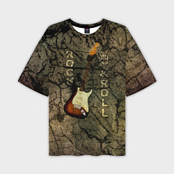 Мужская футболка оверсайз Гитара на гранж фоне