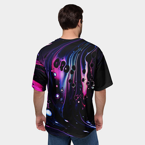 Мужская футболка оверсайз Фиолетовая вода и краски / 3D-принт – фото 4
