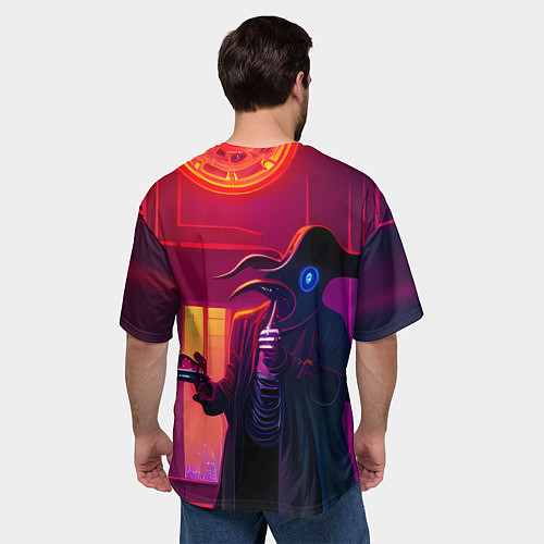 Мужская футболка оверсайз Странный чумной доктор в стиле Cyberpunk / 3D-принт – фото 4