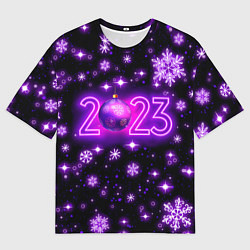 Мужская футболка оверсайз Новый 2023 год в неоне