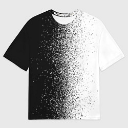Футболка оверсайз мужская Брызги красок - Черно-белый, цвет: 3D-принт