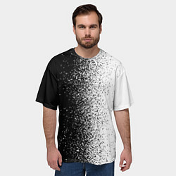 Футболка оверсайз мужская Брызги красок - Черно-белый, цвет: 3D-принт — фото 2