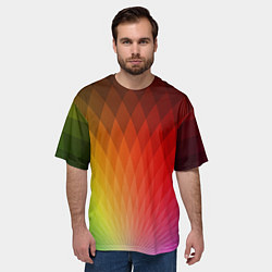 Футболка оверсайз мужская Радужные ромбы, цвет: 3D-принт — фото 2