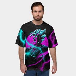 Футболка оверсайз мужская Неоновый Гоку Блек молния lightning, цвет: 3D-принт — фото 2