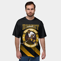 Футболка оверсайз мужская Чемпионат по хоккею, цвет: 3D-принт — фото 2