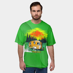 Футболка оверсайз мужская Домик на колесах, цвет: 3D-принт — фото 2
