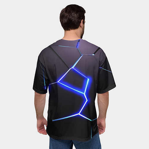 Мужская футболка оверсайз Неоновый разлом плит / 3D-принт – фото 4