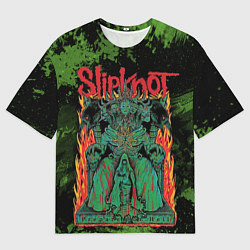 Мужская футболка оверсайз Slipknot green satan