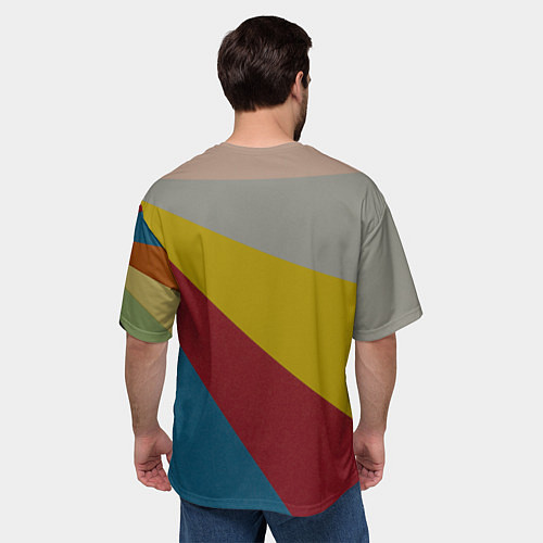 Мужская футболка оверсайз Разнoцветные линии / 3D-принт – фото 4