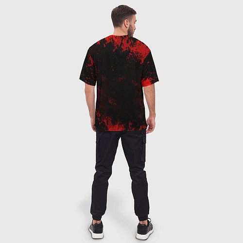 Мужская футболка оверсайз Slipknot red satan star / 3D-принт – фото 4