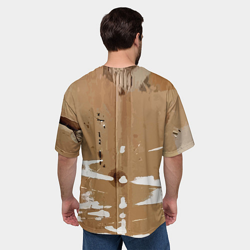 Мужская футболка оверсайз Стрелка вверх на рваном картоне - авангард / 3D-принт – фото 4