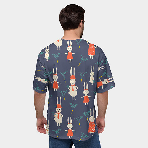 Мужская футболка оверсайз Семья крольчат / 3D-принт – фото 4