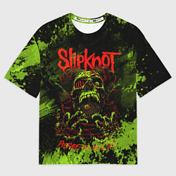 Футболка оверсайз мужская Slipknot green череп, цвет: 3D-принт