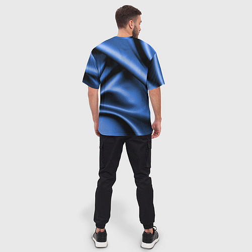 Мужская футболка оверсайз Складки гладкой синей ткани / 3D-принт – фото 4