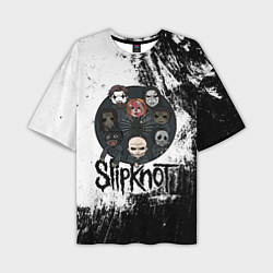 Мужская футболка оверсайз Slipknot black and white