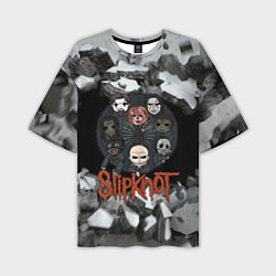 Мужская футболка оверсайз Slipknot объемные плиты black