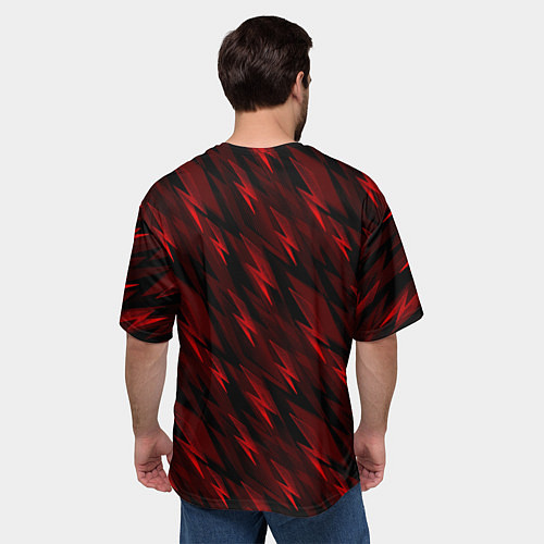 Мужская футболка оверсайз Slipknot красные молнии / 3D-принт – фото 4