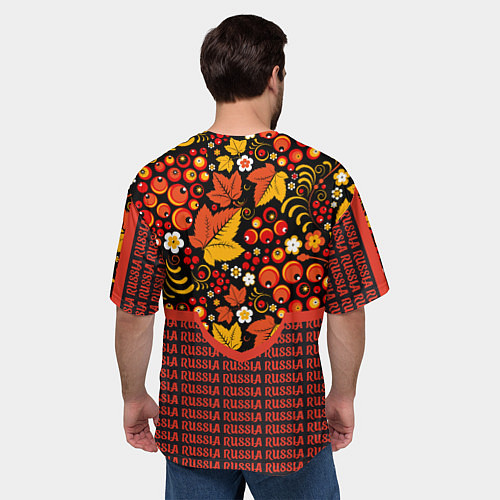 Мужская футболка оверсайз Хохломская роспись - символы России / 3D-принт – фото 4