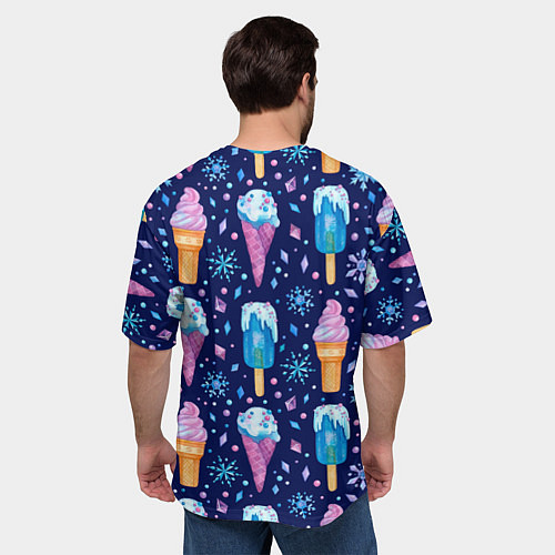 Мужская футболка оверсайз Новогоднее мороженое / 3D-принт – фото 4