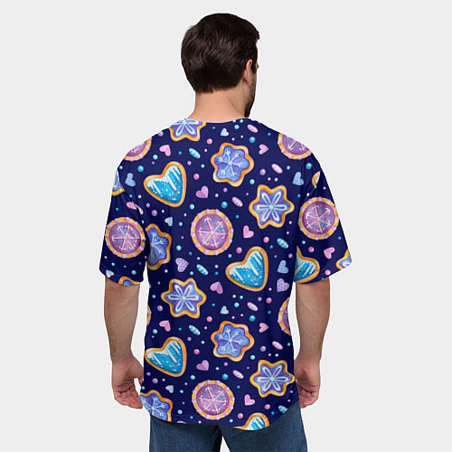 Мужская футболка оверсайз Новогоднее печение / 3D-принт – фото 4