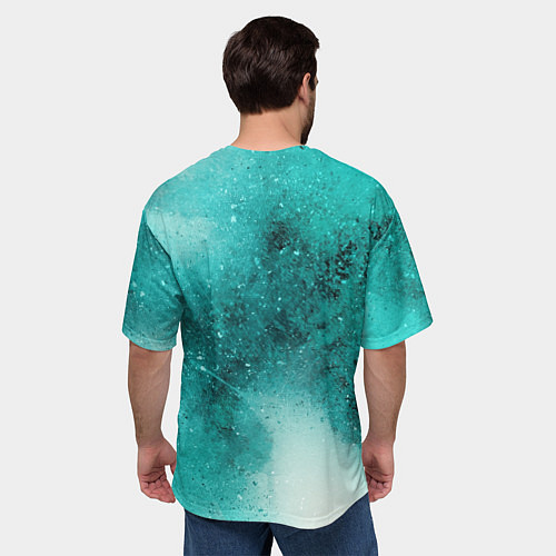 Мужская футболка оверсайз Брызги зеленой краски / 3D-принт – фото 4