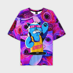 Футболка оверсайз мужская DJ Scratchy in pink glasses, цвет: 3D-принт