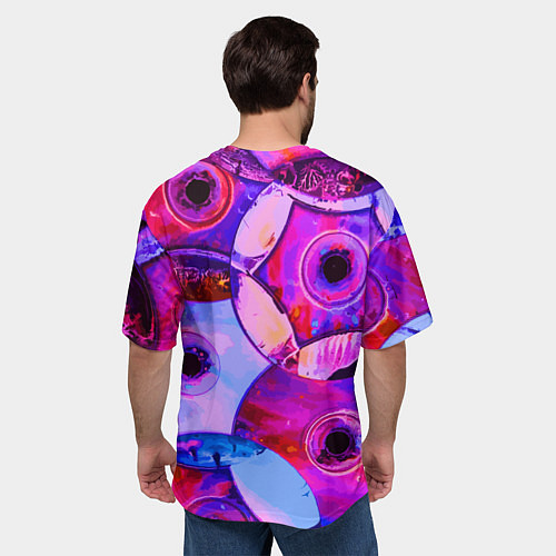 Мужская футболка оверсайз DJ Scratchy in pink glasses / 3D-принт – фото 4