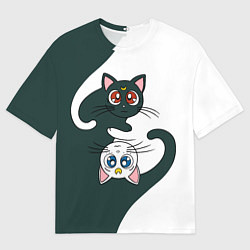 Футболка оверсайз мужская Луна и Артемис инь-янь, цвет: 3D-принт