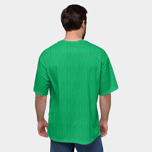 Мужская футболка оверсайз Зеленый вязаный свитер / 3D-принт – фото 4