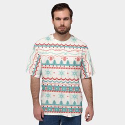Футболка оверсайз мужская Новогодний свитер, но без оленей, цвет: 3D-принт — фото 2