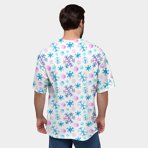 Мужская футболка оверсайз Снежинки - новый год / 3D-принт – фото 4