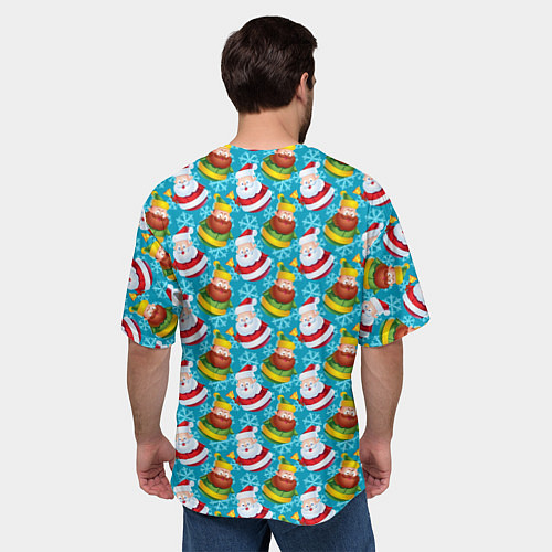 Мужская футболка оверсайз Санта новогодний / 3D-принт – фото 4