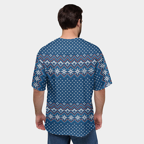 Мужская футболка оверсайз Вязанный стиль - классика / 3D-принт – фото 4