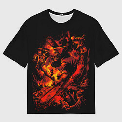 Мужская футболка оверсайз Человек бензопила против всех