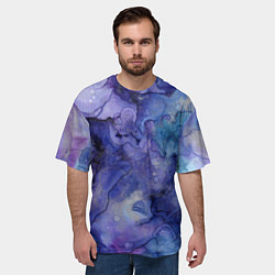 Футболка оверсайз мужская Акварельная абстракция в синих тонах, цвет: 3D-принт — фото 2