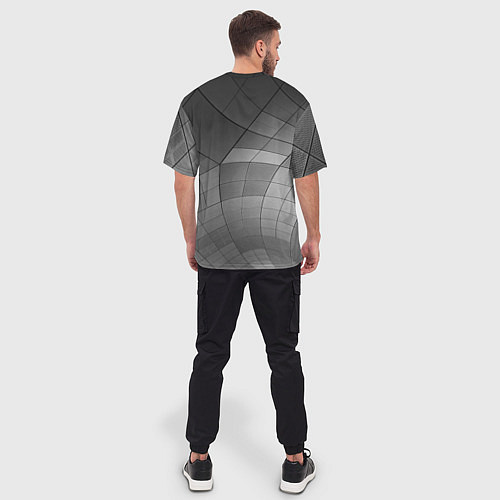 Мужская футболка оверсайз Металлические серые пластины / 3D-принт – фото 4