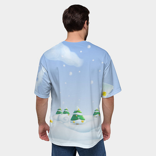 Мужская футболка оверсайз Милый зайка символ 2023 года / 3D-принт – фото 4