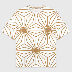 Футболка оверсайз мужская Золотой паттерн на белом фоне, цвет: 3D-принт